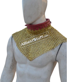 Solid Brass 6 in 1 Ring Medieval Maille Collar High Neck